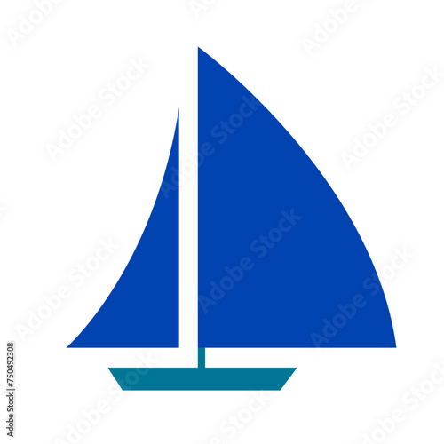 Flat style blue sailboat