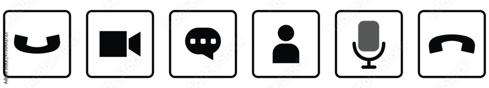 Collections of Video call icon , Video conference, set of buttons ...