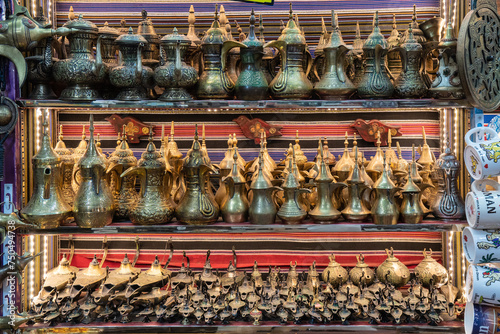 Muscat market, Omani souvenirs, Arabic plates and vases, Omani art