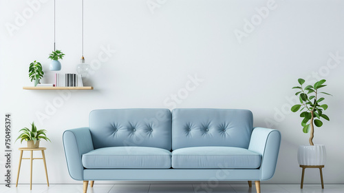 Light blue sofa in a sunny room © Ukiuki-tsuguri