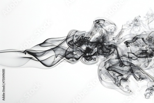 Black smoke isolated on white background Generative Ai 