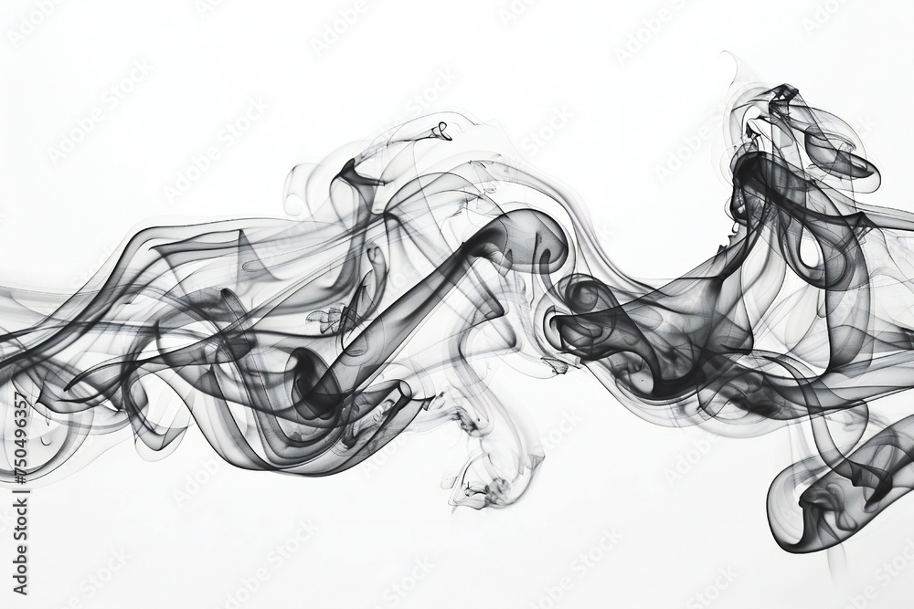 Black smoke isolated on white background Generative Ai Black smoke isolated on white background Generative Ai