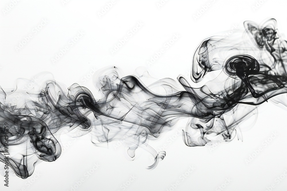 Black smoke isolated on white background Generative Ai Black smoke isolated on white background Generative Ai