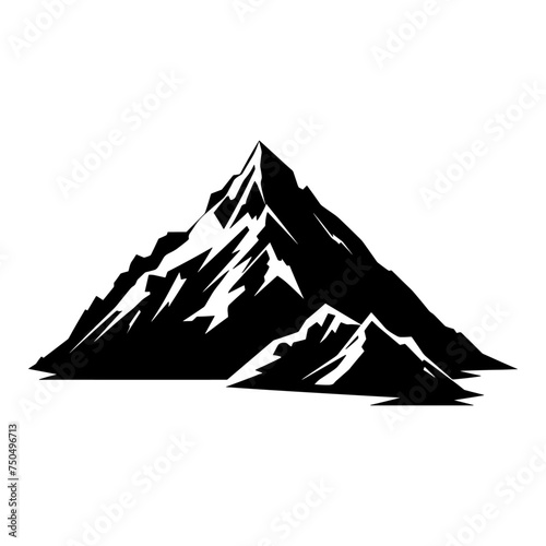Mountain silhouette vector icon. Rocky peaks. Mountains ranges. Black and white mountain icon vector for logo © GraphiStock