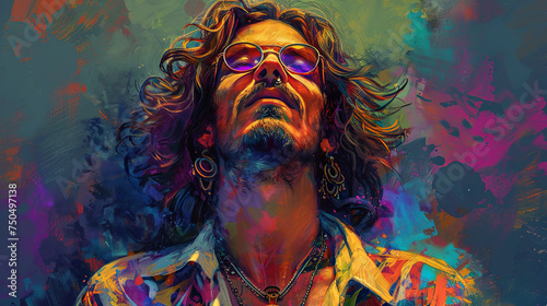portrait of Hippie man, flower power © Kateryna Kordubailo