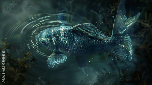 Japanese Carp in the dark water © khan