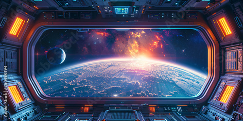 Fototapeta Naklejka Na Ścianę i Meble -  a spacecraft with panorama window