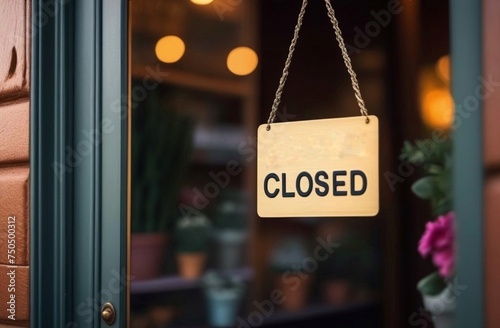 The sign "Closed" on the door of the store.