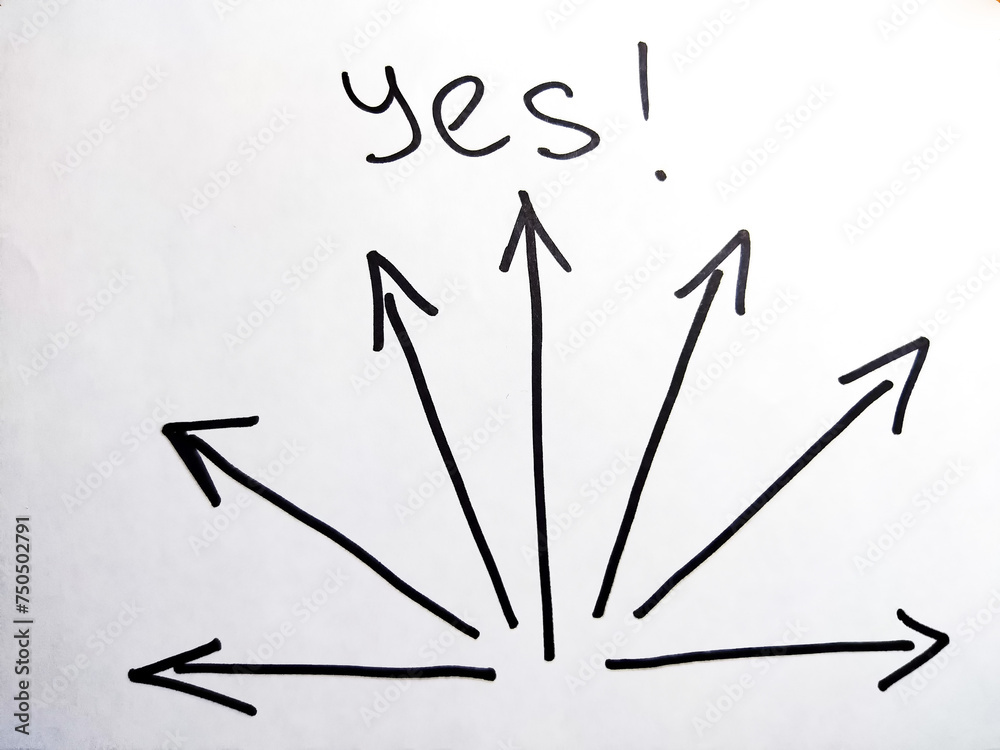 Hand drawn black marker arrows as a fan of possibilities. The concept of business, choosing direction, moving forward. Abstract sign, background, texture. Blurred Hand drawn black marker arrows as a fan of possibilities. The concept of business, choosing direction, moving forward. Abstract sign, background, texture. Blurred