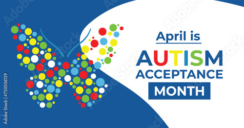 Autism Acceptance Month campaign banner. Neurodiversity Awareness. Vector poster. photo