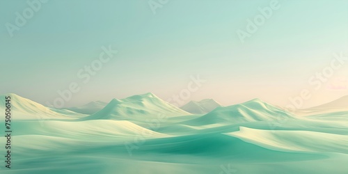 Otherworldly sunset landscape in white desert in unexpected colors with wavy dunes