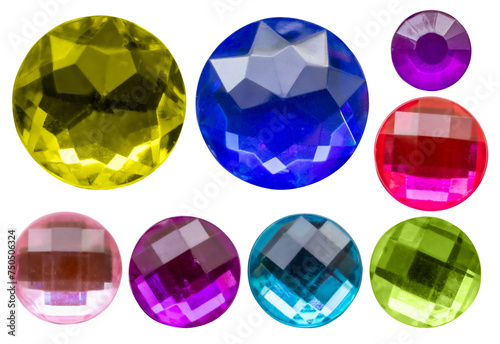 colorful round jewels sticker set isolated on white background