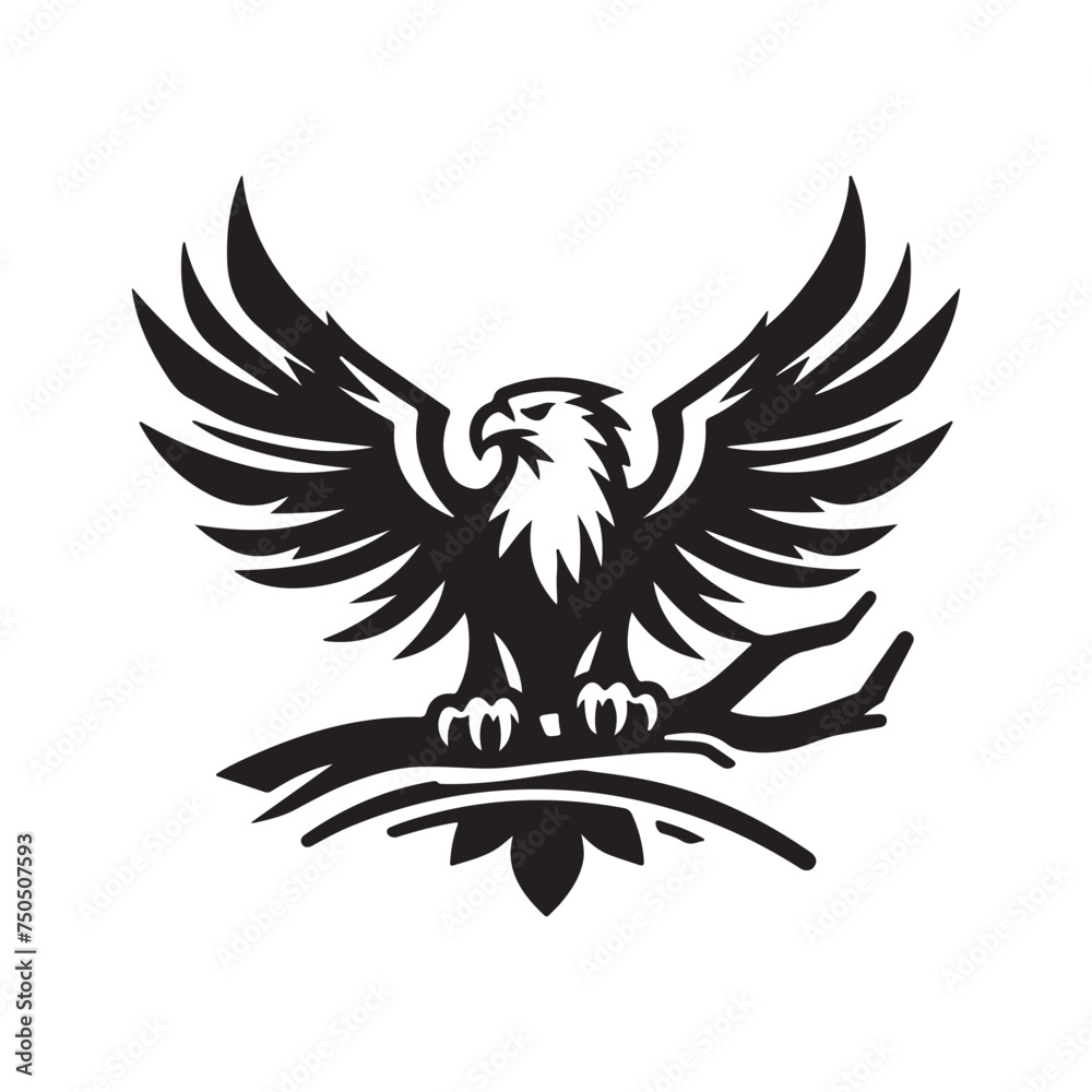 black and white eagle design illustration