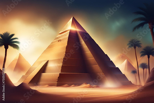 Outdoor photo of egyptian pyramid under construction photo