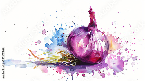 Onion bulb watercolor vegetable illustration sketch