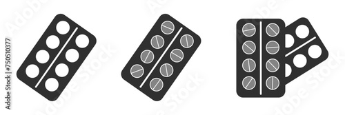 Drugs medicine pills card black icon vector illustration