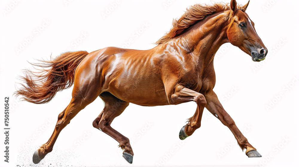 Naklejka premium Red horse run gallop isolated on white background