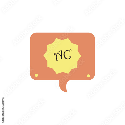 AC, Text, sale speech bubble