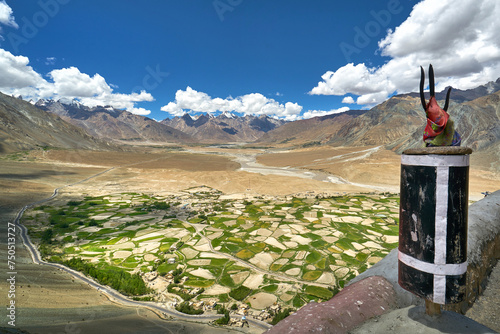 View at the Zanskar valley from the Stongdey Monastery