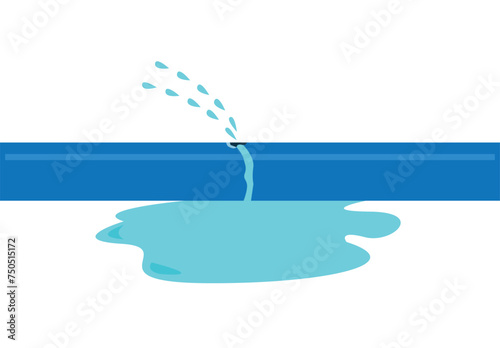 Blue Pipe with Leaking Hole. editable Clip Art.