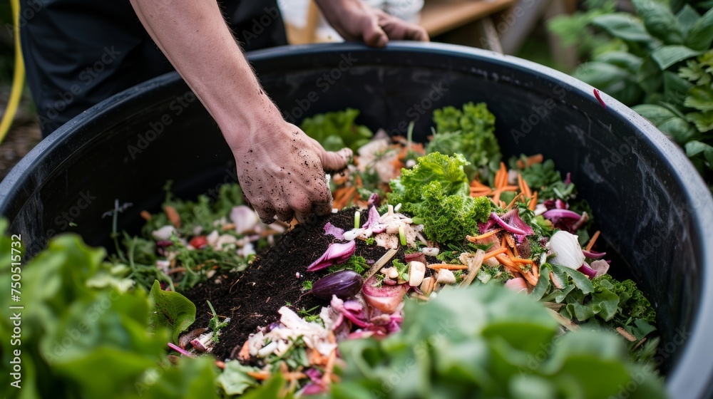 Composting food scraps from the kitchen to create compost for a sustainable garden Composting food scraps from the kitchen to create compost for a sustainable garden