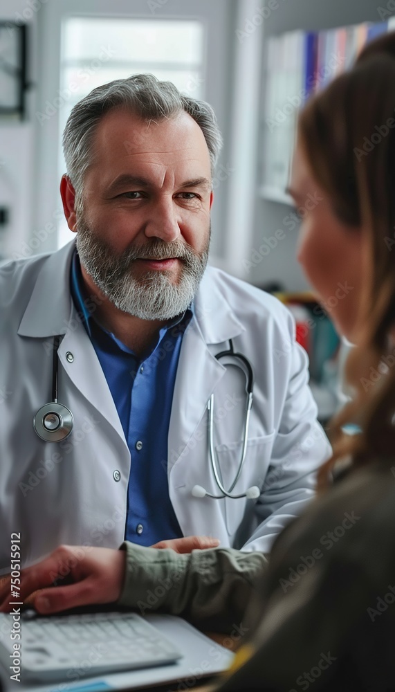 Doctor talking to patient about health. Male doctor consulting patient in hospital. Doctor talking to patient about health. Male doctor consulting patient in hospital.