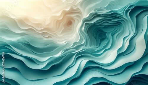 Abstract turquoise paper swirls, background, texture, design concept photo