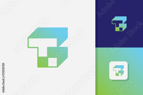 letter t block logo design vector template photo