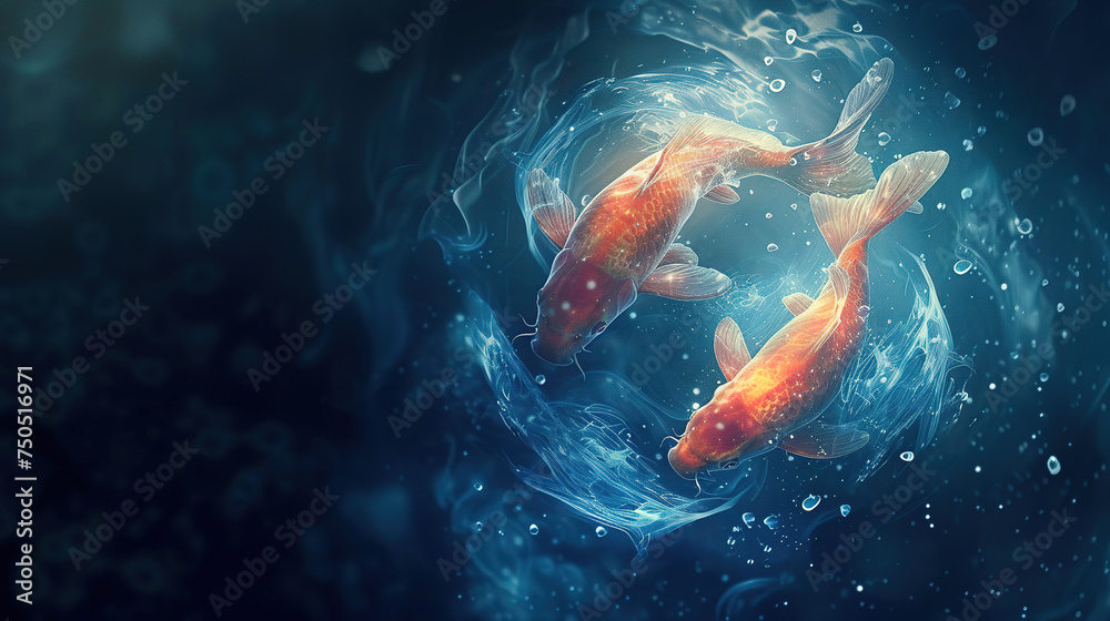 wallpaper of a Zodiac Pisces concept, with empty copy space 