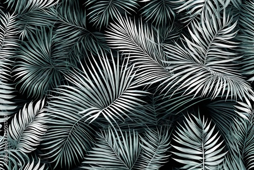 et of palm leaves silhouettes isolated,et of four Adam's Rib leaves. Beautiful Monstera leaves with little holes. Illustration isolated