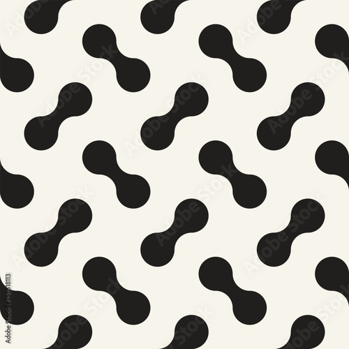 Vector seamless pattern. Repeating geometric elements. Stylish monochrome background design.