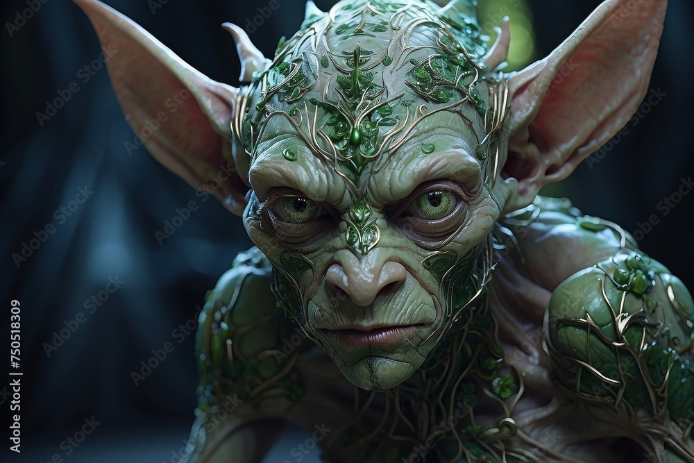Holographic Goblin: Digital Portrayal of Otherworldly Intrigue