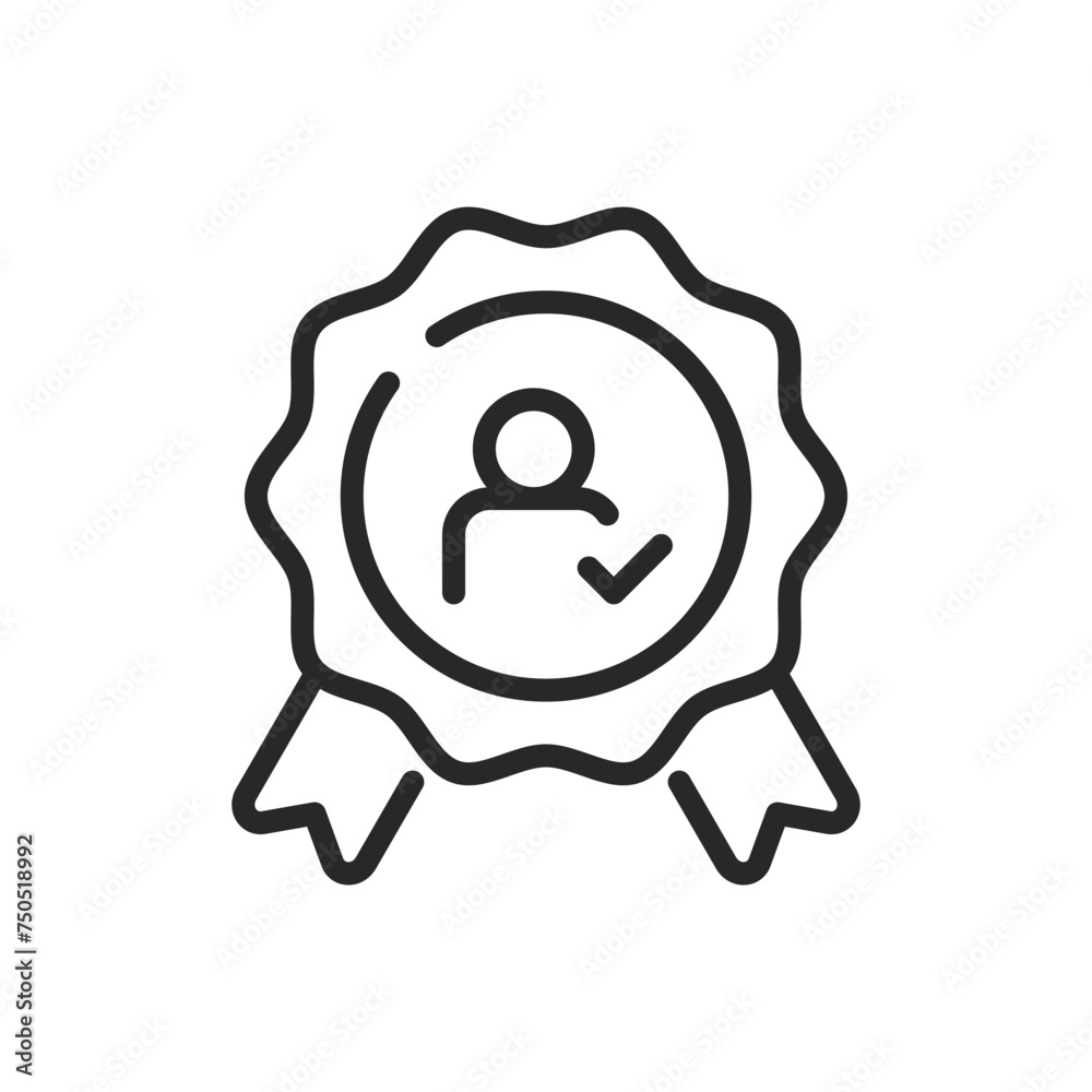 Election Winner Badge Icon with Checkmark, Vector Symbol for Successful Candidate Recognition. Political Victory and Electoral Achievement Thin Line Sign. Election Winner Badge Icon with Checkmark, Vector Symbol for Successful Candidate Recognition. Political Victory and Electoral Achievement Thin Line Sign.
