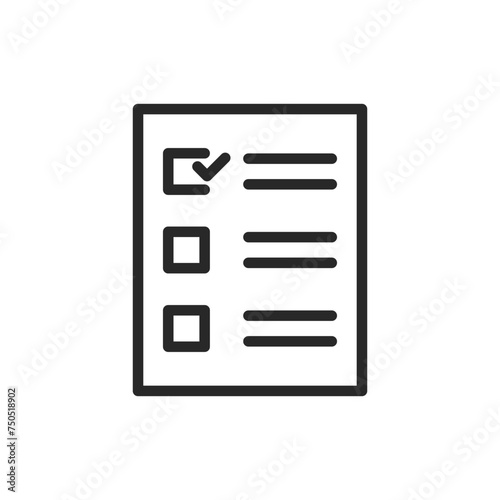 Ballot Paper Checklist Icon, Voting and Election Survey Form Outline Vector. Thin Line Symbol for Democracy and Political Decision Making Process.