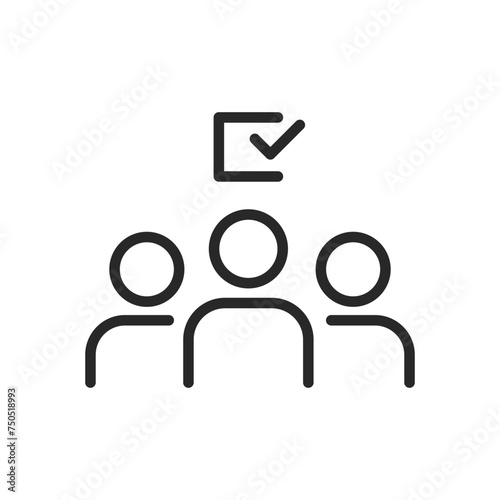 Elections Winner Icon. Group of Voters with Checkbox Sign, Symbol of Democratic Election and Public Choice. Vector Illustration for Political Process and Election Winning
