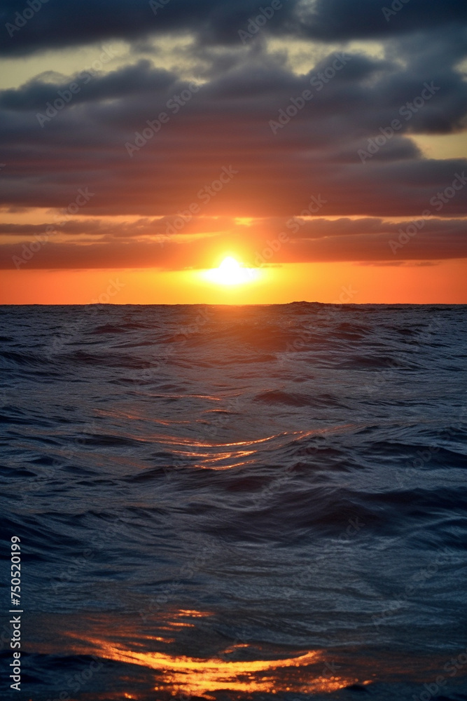Beautiful sunrise in the ocean generative AI