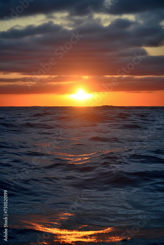 Beautiful sunrise in the ocean generative AI