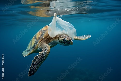 プラスチックごみとウミガメ