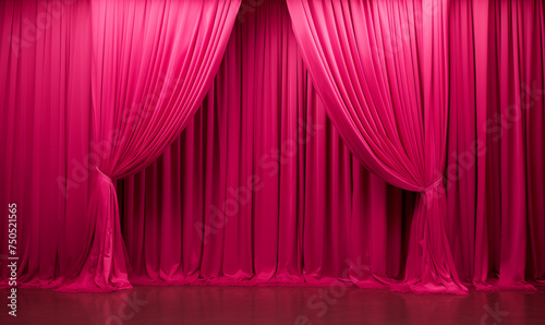 pink satin drape curtain backdrop with gold lights, stage photo background