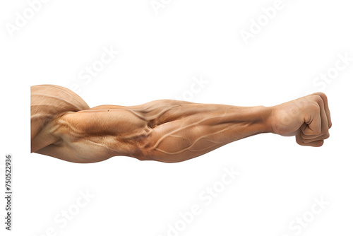 Detailed Male Arm Muscles Anatomy Illustration Isolated on White Transparent Background 