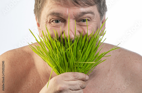 person with grass