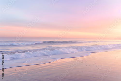 Tranquil Beach during a Vibrant Sunset Offering Sense of Peaceful Solitude