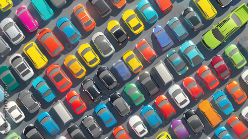 Overhead top view on colorful car toy 