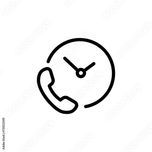 Phone call duration, time line icon. Editable stroke.