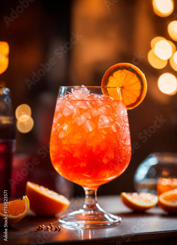 Aperol cocktail in a glass. Selective focus.
