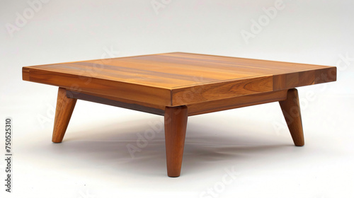 Square coffee table with wooden legs on a white background