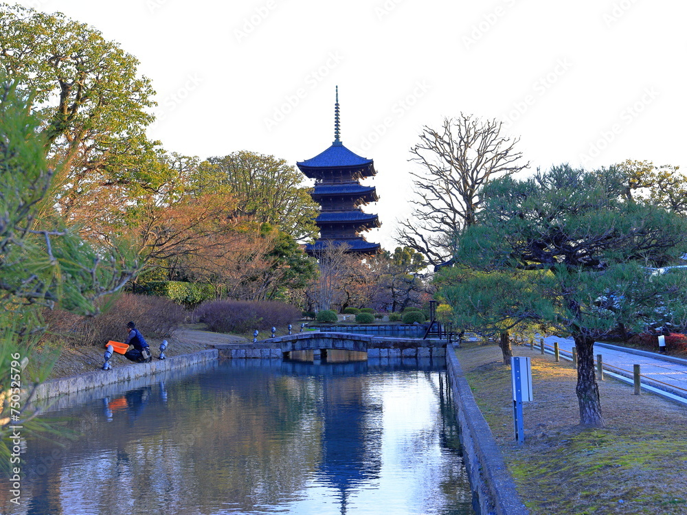 Toji Temple, a Historic Buddhist temple with a 5-story wooden pagoda at Kujocho, Minami, Kyoto, Japan Toji Temple, a Historic Buddhist temple with a 5-story wooden pagoda at Kujocho, Minami, Kyoto, Japan
