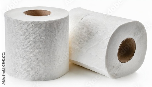 roll of toilet paper or tissue isolated on white background with full depth of field photo