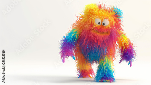 3d rendering hairy cartoon character isolated on white