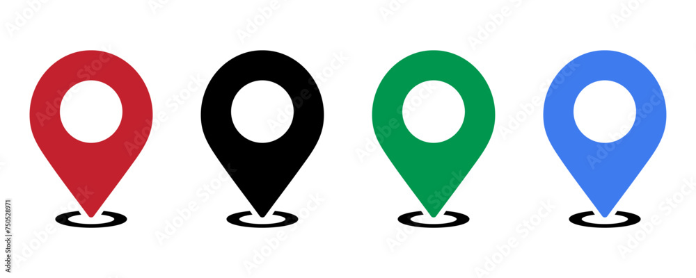 Set of map pin location icons vector. Map markers on white background Set of map pin location icons vector. Map markers on white background